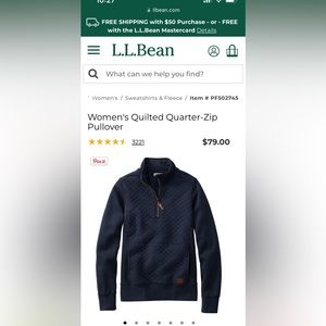 Like-New Med. Ll Bean Quilted Quarter-zip Sweater